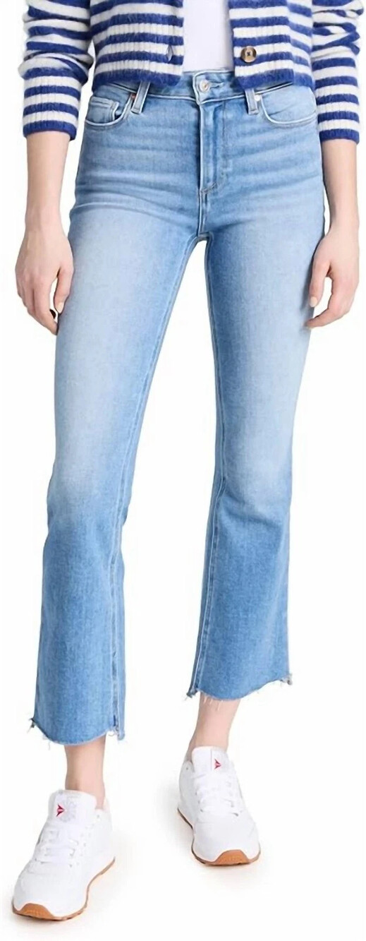 Paige Denim Claudine Light Wash Jeans Size 30 Cropped Kick Flare Raw Fray Hem